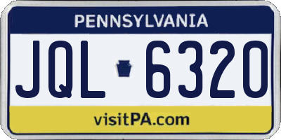 PA license plate JQL6320