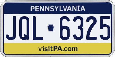 PA license plate JQL6325