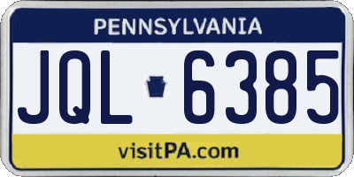PA license plate JQL6385