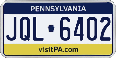 PA license plate JQL6402