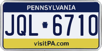 PA license plate JQL6710