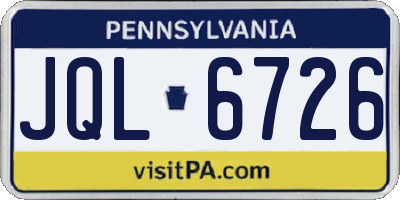 PA license plate JQL6726