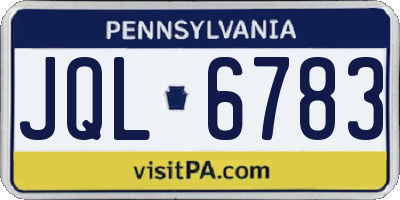 PA license plate JQL6783