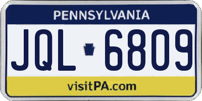 PA license plate JQL6809