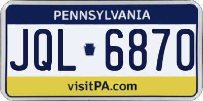 PA license plate JQL6870