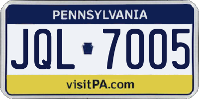 PA license plate JQL7005