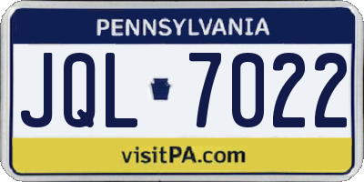 PA license plate JQL7022