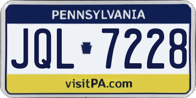 PA license plate JQL7228