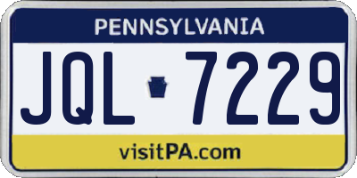 PA license plate JQL7229