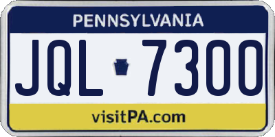 PA license plate JQL7300