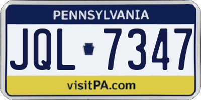 PA license plate JQL7347