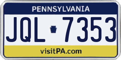 PA license plate JQL7353