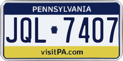 PA license plate JQL7407