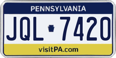 PA license plate JQL7420