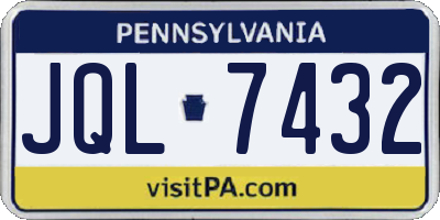 PA license plate JQL7432