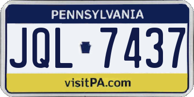 PA license plate JQL7437