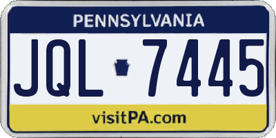 PA license plate JQL7445