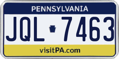 PA license plate JQL7463