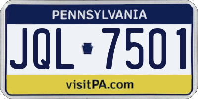 PA license plate JQL7501