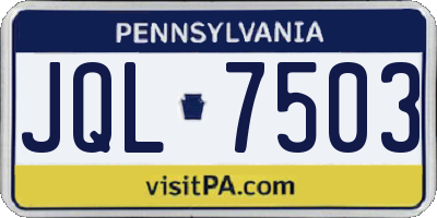 PA license plate JQL7503