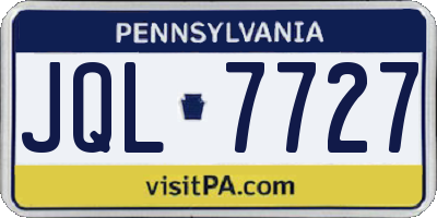 PA license plate JQL7727