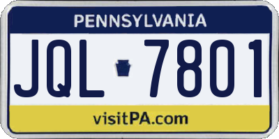 PA license plate JQL7801