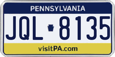 PA license plate JQL8135