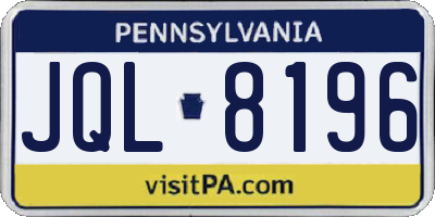 PA license plate JQL8196