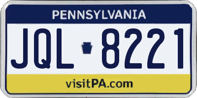 PA license plate JQL8221