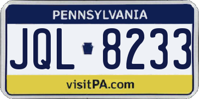 PA license plate JQL8233