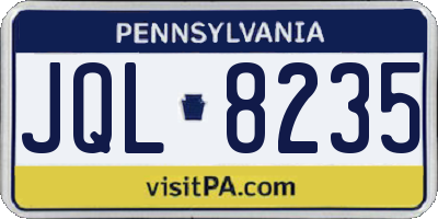 PA license plate JQL8235