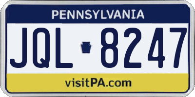 PA license plate JQL8247