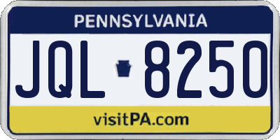 PA license plate JQL8250