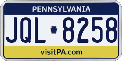 PA license plate JQL8258