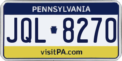 PA license plate JQL8270