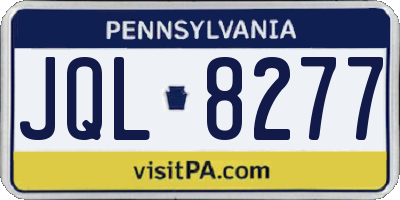 PA license plate JQL8277