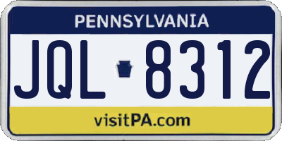PA license plate JQL8312