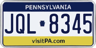 PA license plate JQL8345