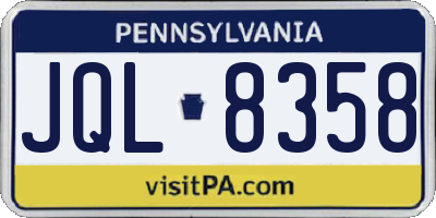 PA license plate JQL8358