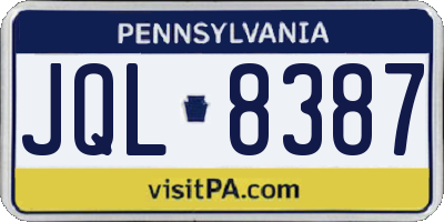 PA license plate JQL8387