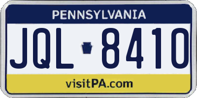 PA license plate JQL8410