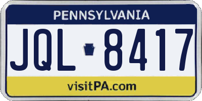 PA license plate JQL8417