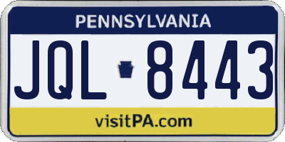 PA license plate JQL8443
