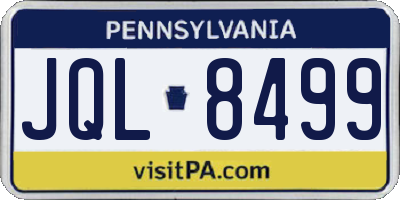 PA license plate JQL8499