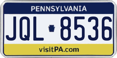PA license plate JQL8536
