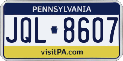 PA license plate JQL8607