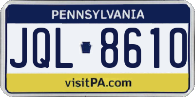 PA license plate JQL8610