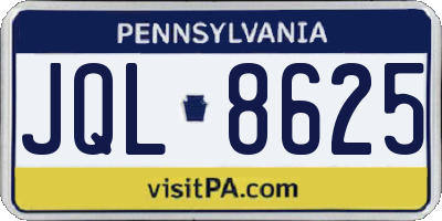 PA license plate JQL8625