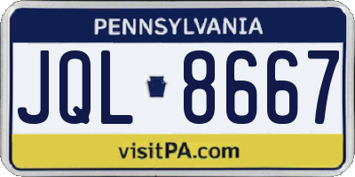 PA license plate JQL8667