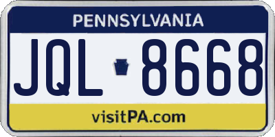 PA license plate JQL8668